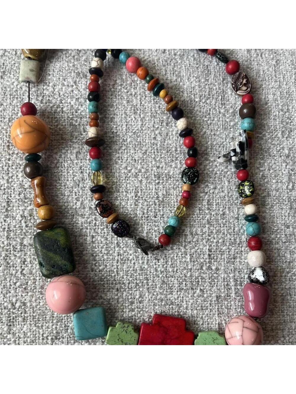 Vintage Multicolor Eclectic Beaded Necklace
